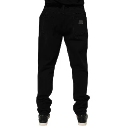 Black Cotton Regular Denim Men Trouser Jeans