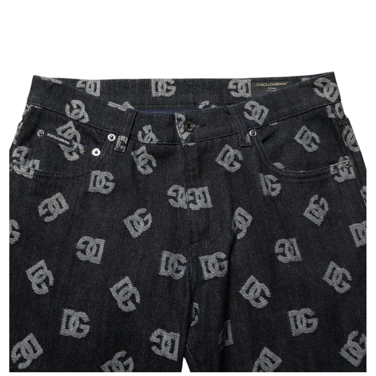 Black DG Monogram Cotton Skinny Denim Jeans