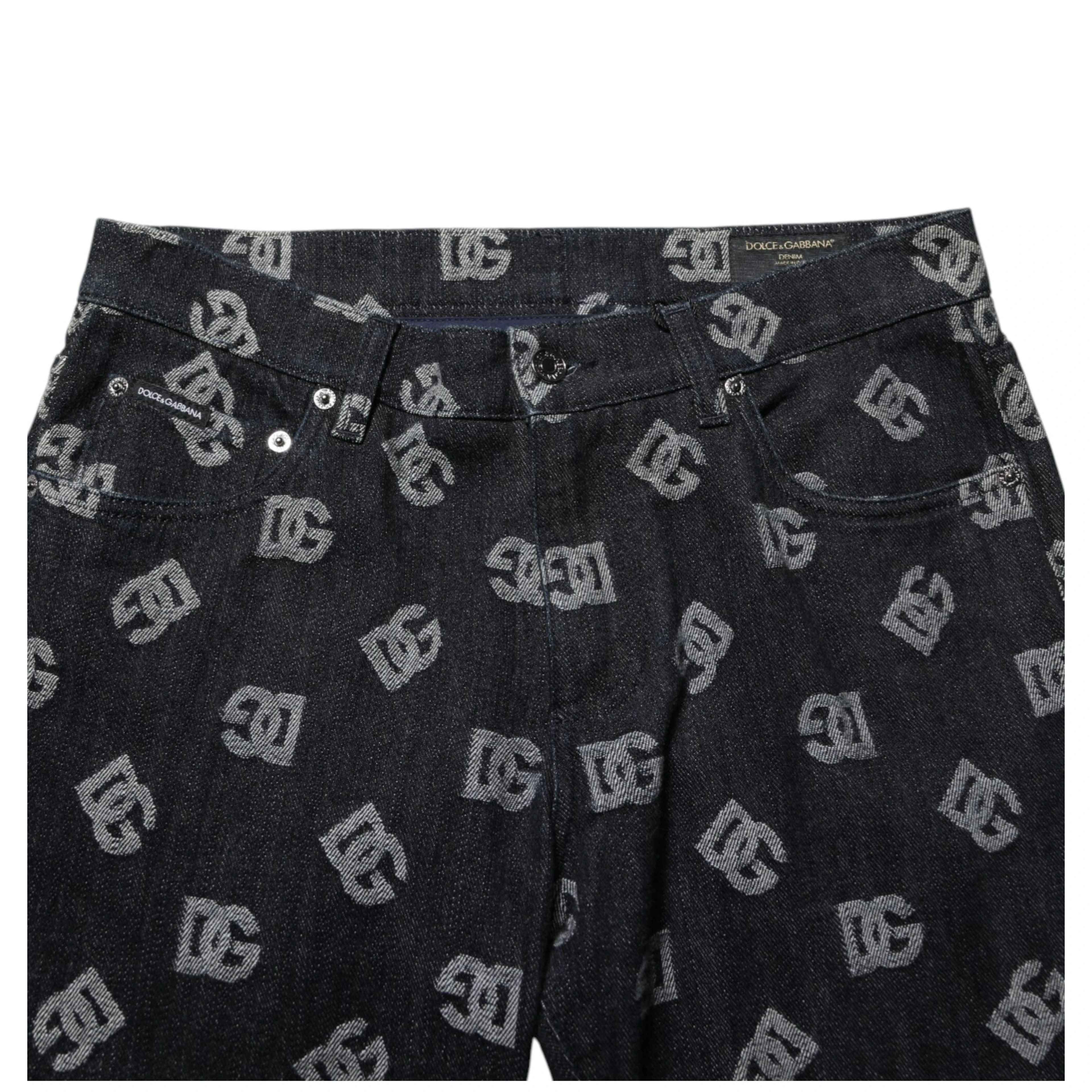 Black DG Monogram Cotton Skinny Denim Jeans