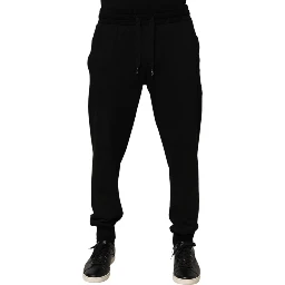 Black Cotton DG Logo Men Jogger Pants