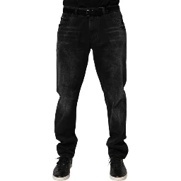Black Washed Cotton Skinny Men Denim Jeans