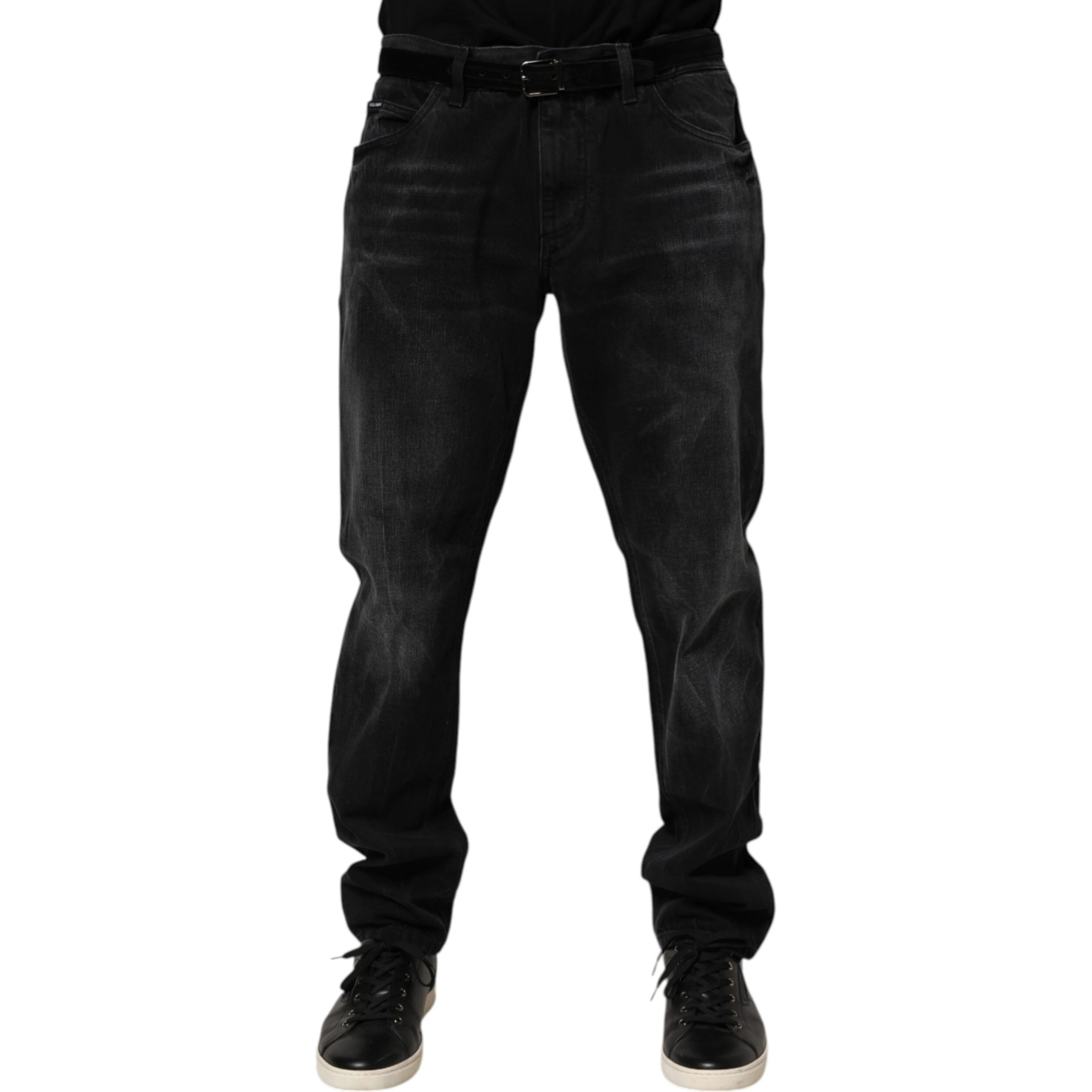 Black Washed Cotton Skinny Men Denim Jeans
