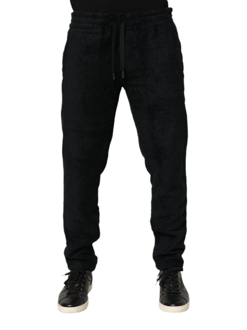 Black Cotton Logo Men Jogger Sweatpants Pants