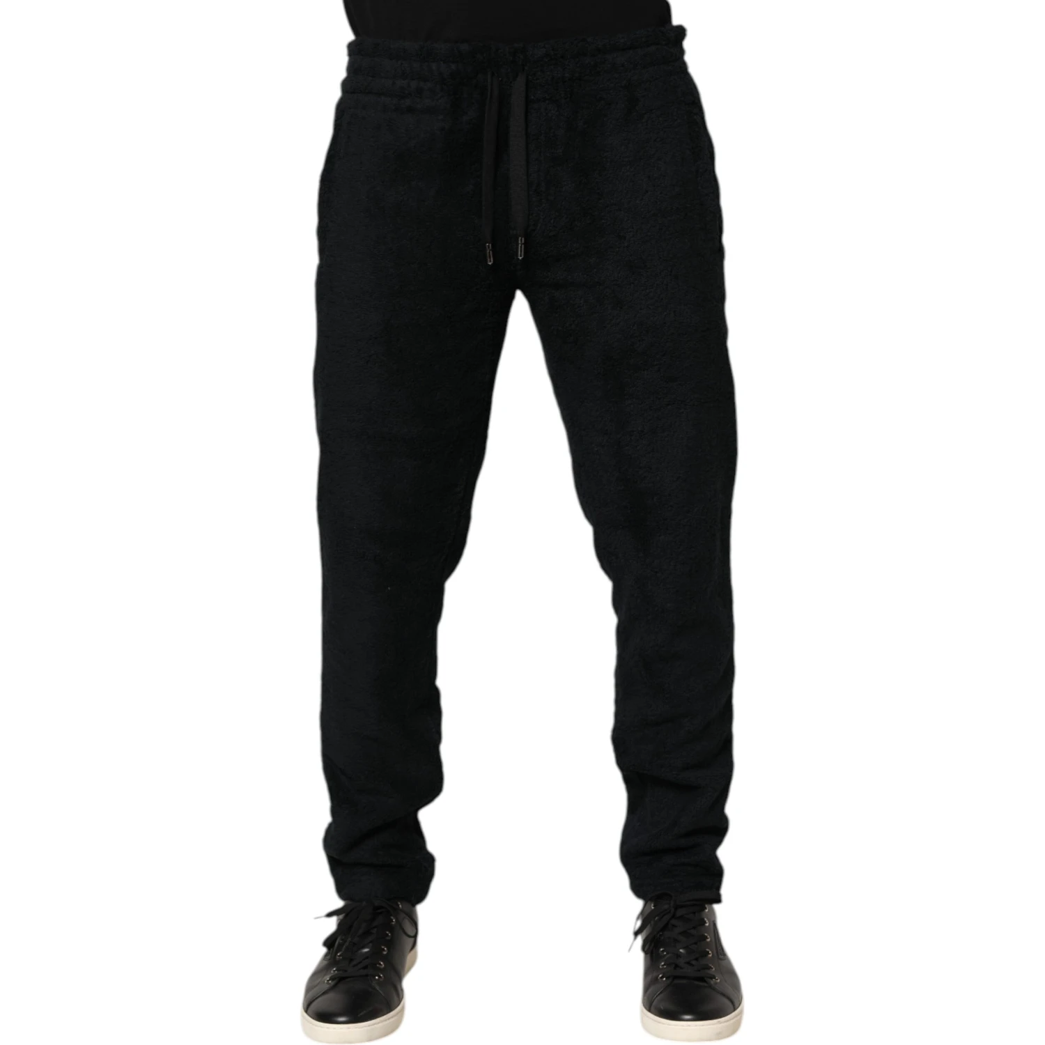 Black Cotton Logo Men Jogger Sweatpants Pants