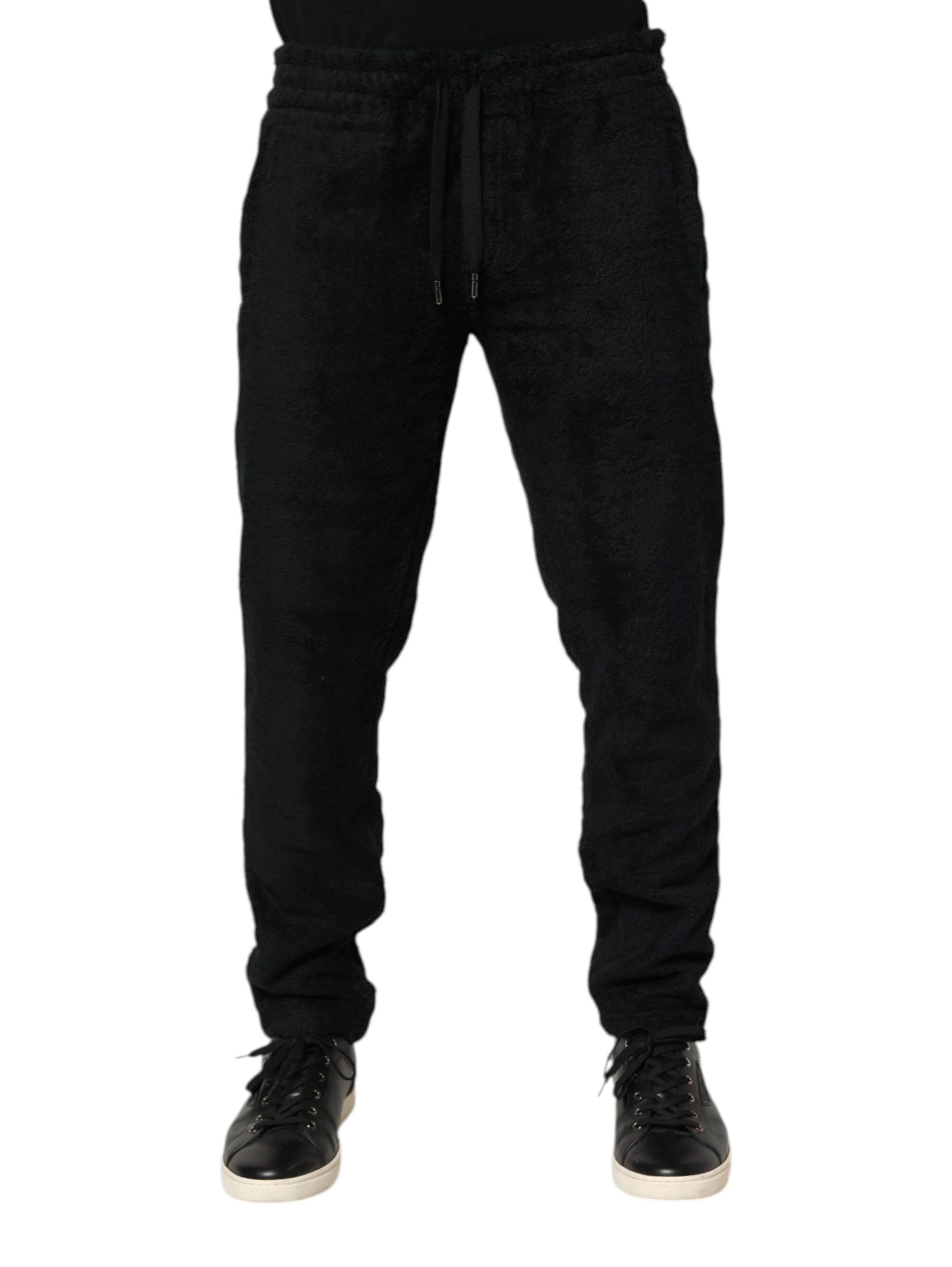 Black Cotton Logo Men Jogger Sweatpants Pants