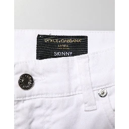 White Ripped Cotton Skinny Men Denim Jeans
