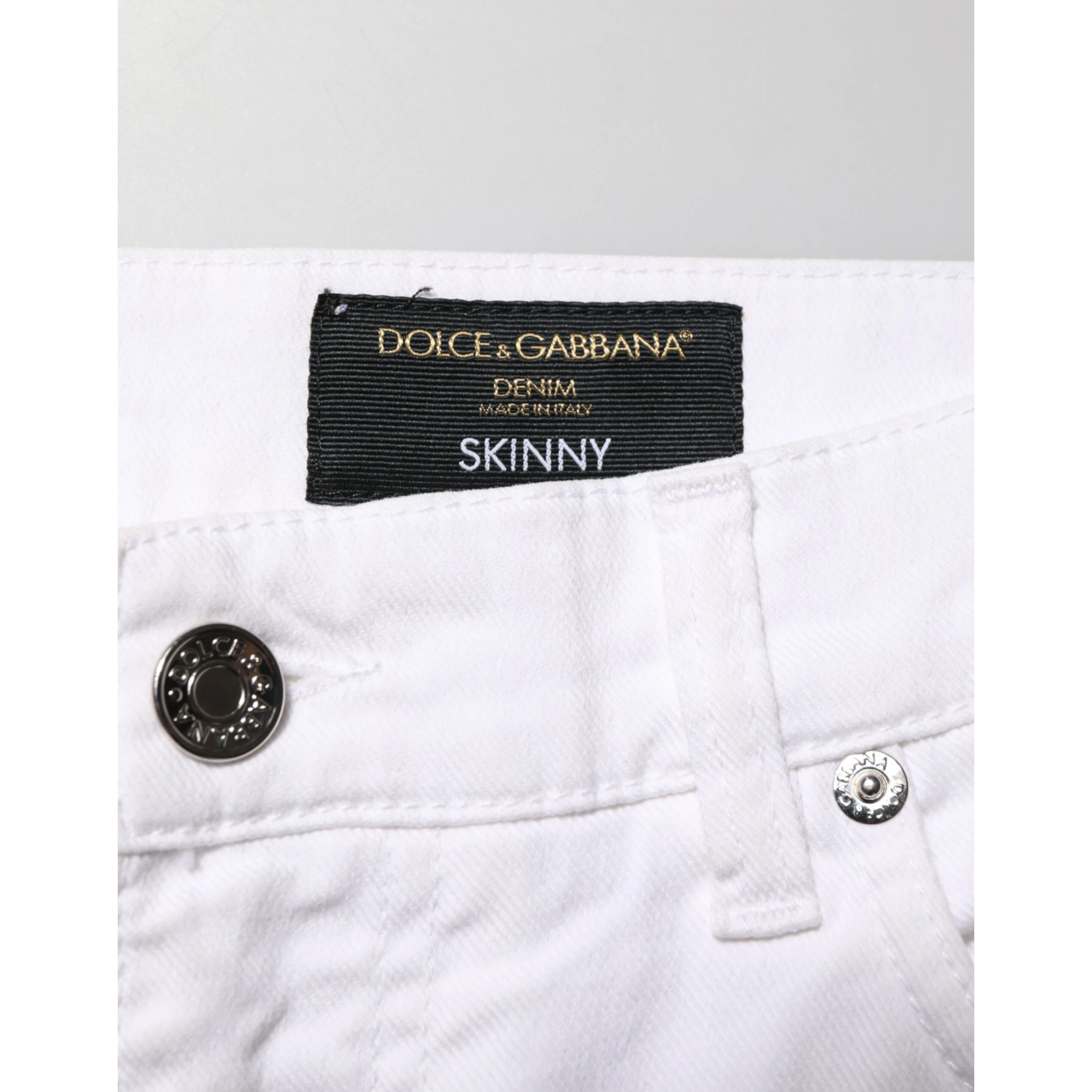 White Ripped Cotton Skinny Men Denim Jeans