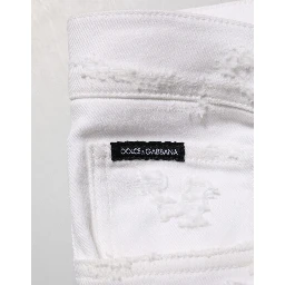 White Distressed Ripped Denim Trouser Jeans