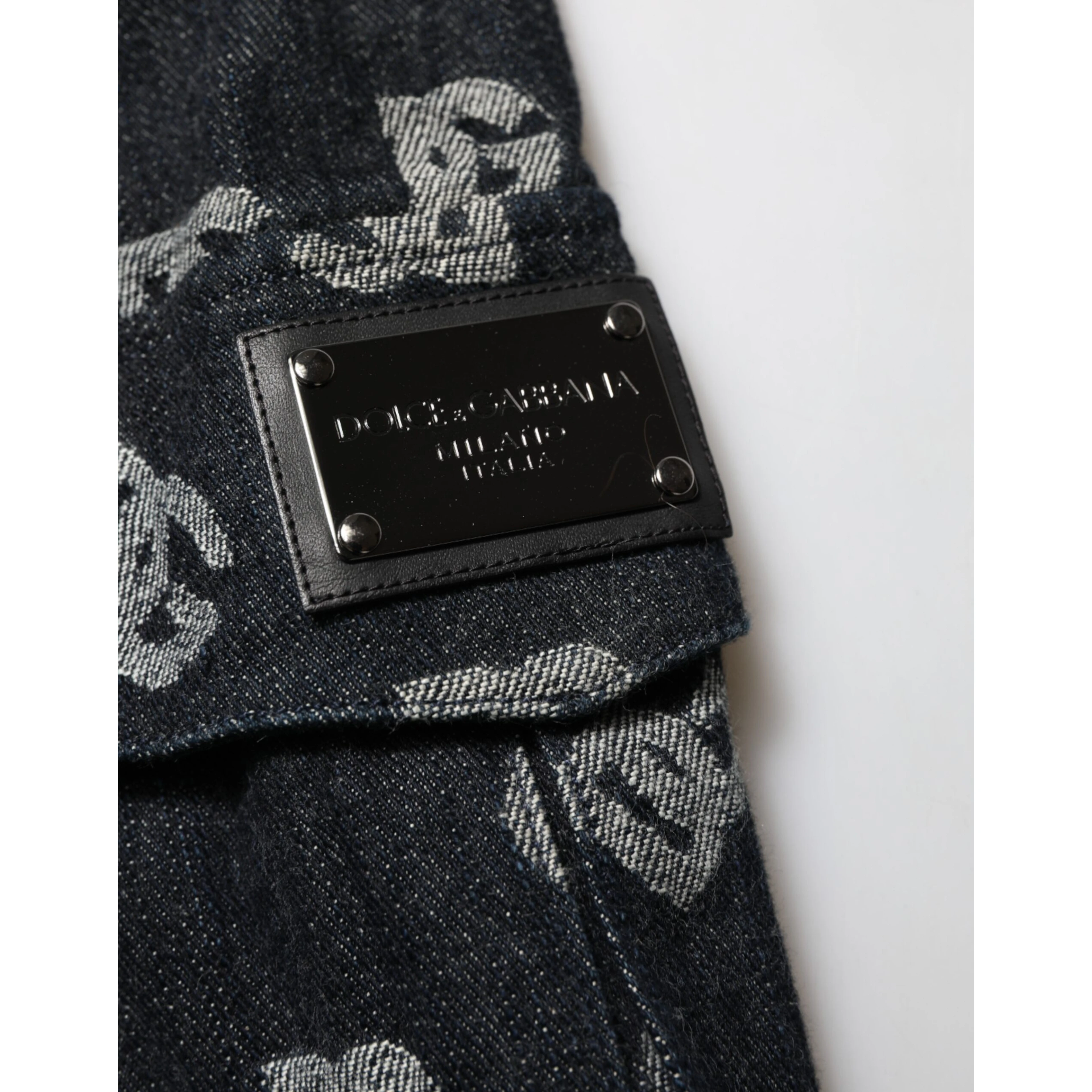 Black Monogram Denim Cargo Men Bermuda Short