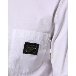 White Logo Plaque Collared Formal Dress  Shirt