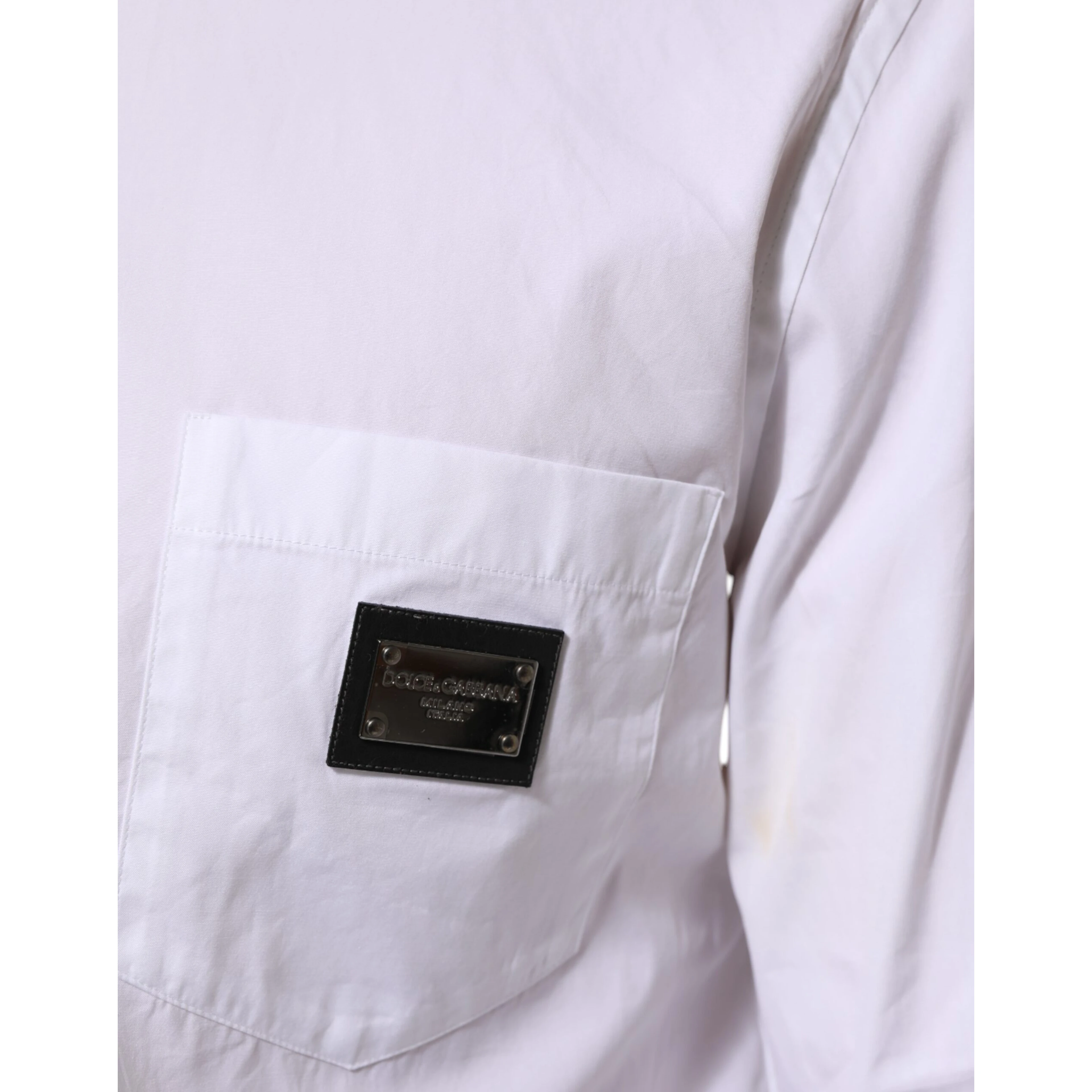 White Logo Plaque Collared Formal Dress  Shirt