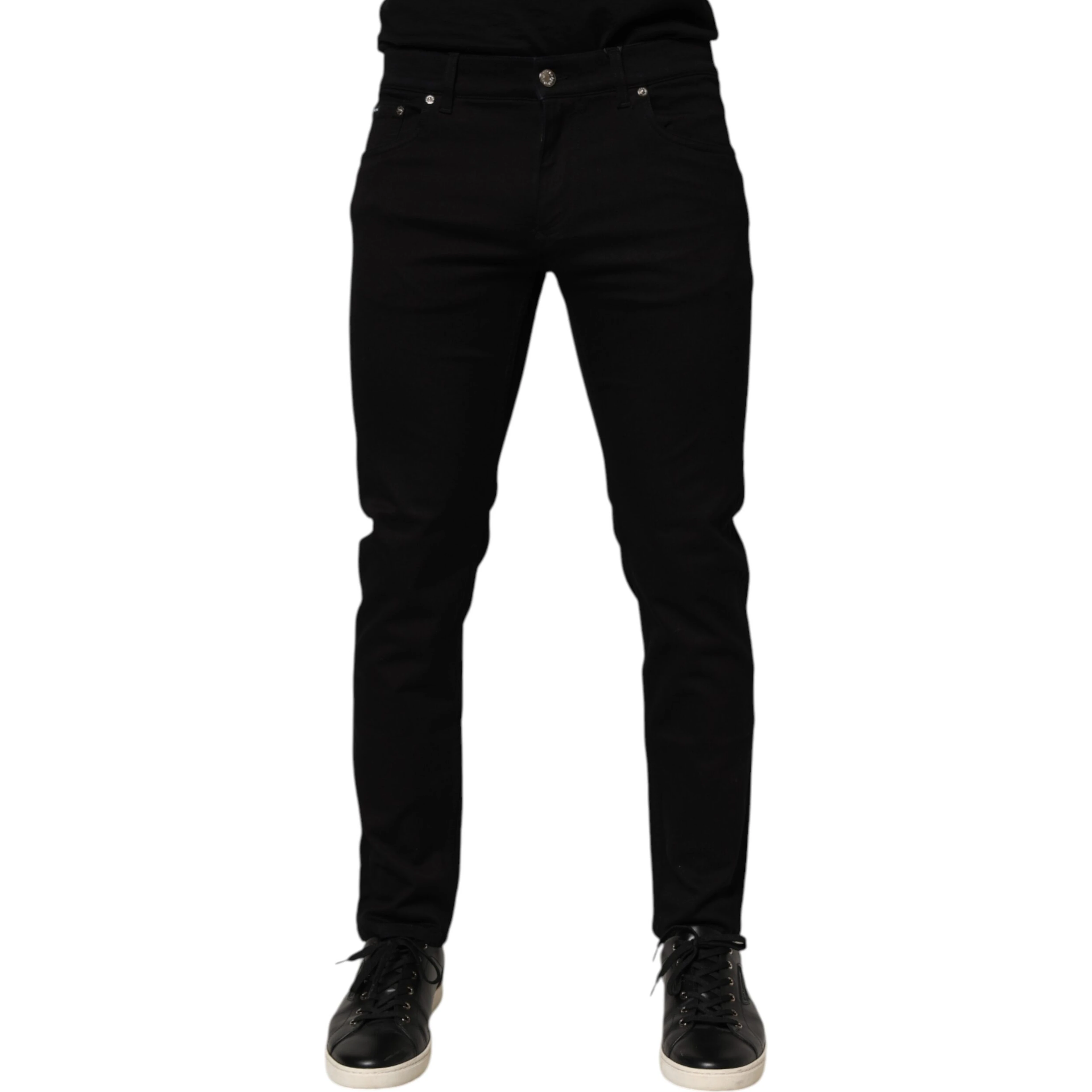 Black Cotton Blend Skinny Men Trouser Pants