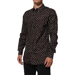 BrownFloral Collared GOLD Formal Dress Shirt