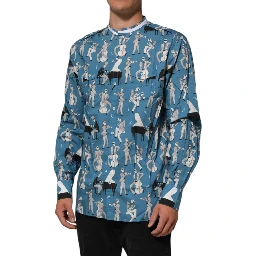 Blue Jazz Printed Cotton Button Front Shirt