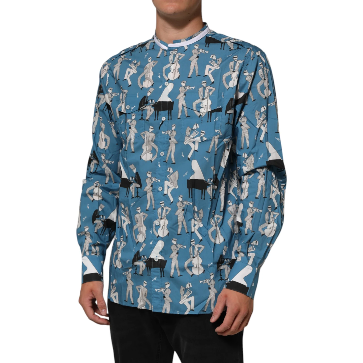 Blue Jazz Printed Cotton Button Front Shirt