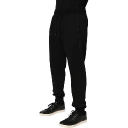Black Cotton DG Logo Men Jogger Pants