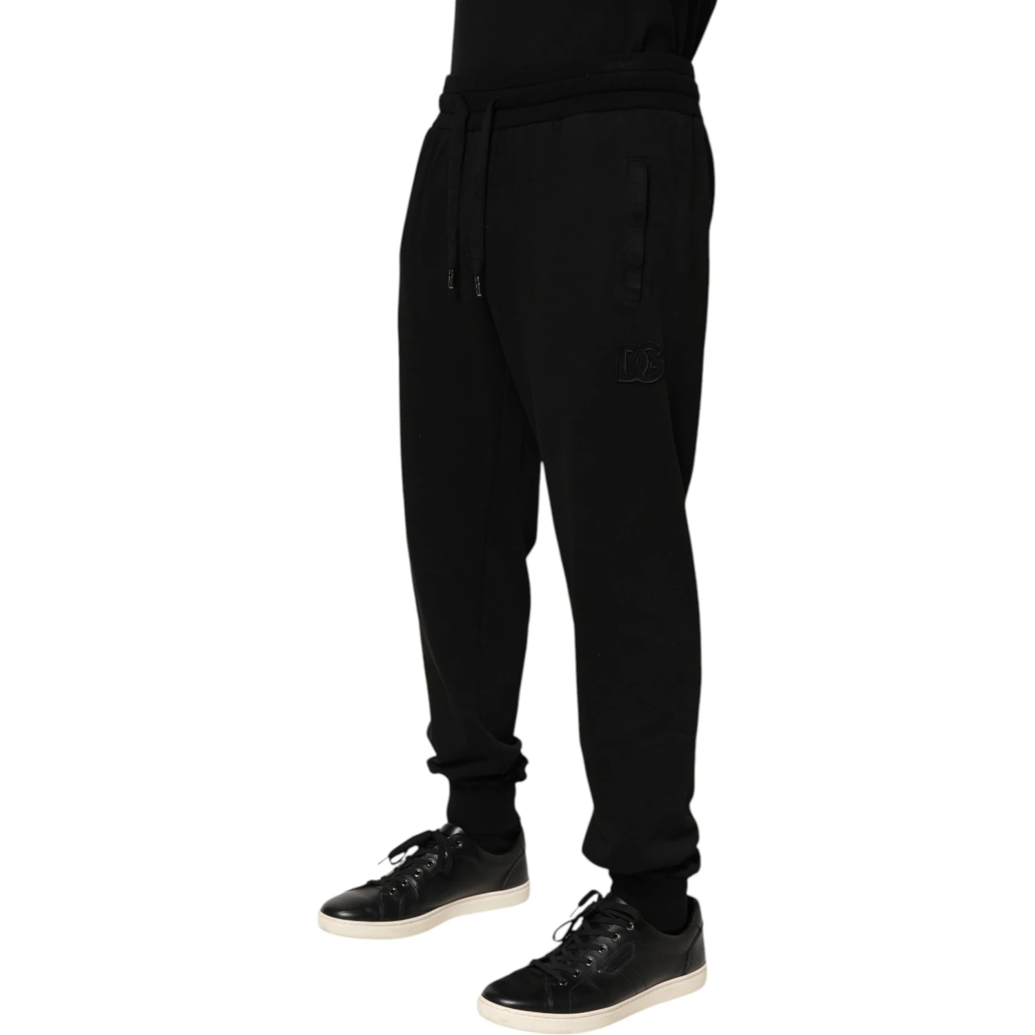 Black Cotton DG Logo Men Jogger Pants