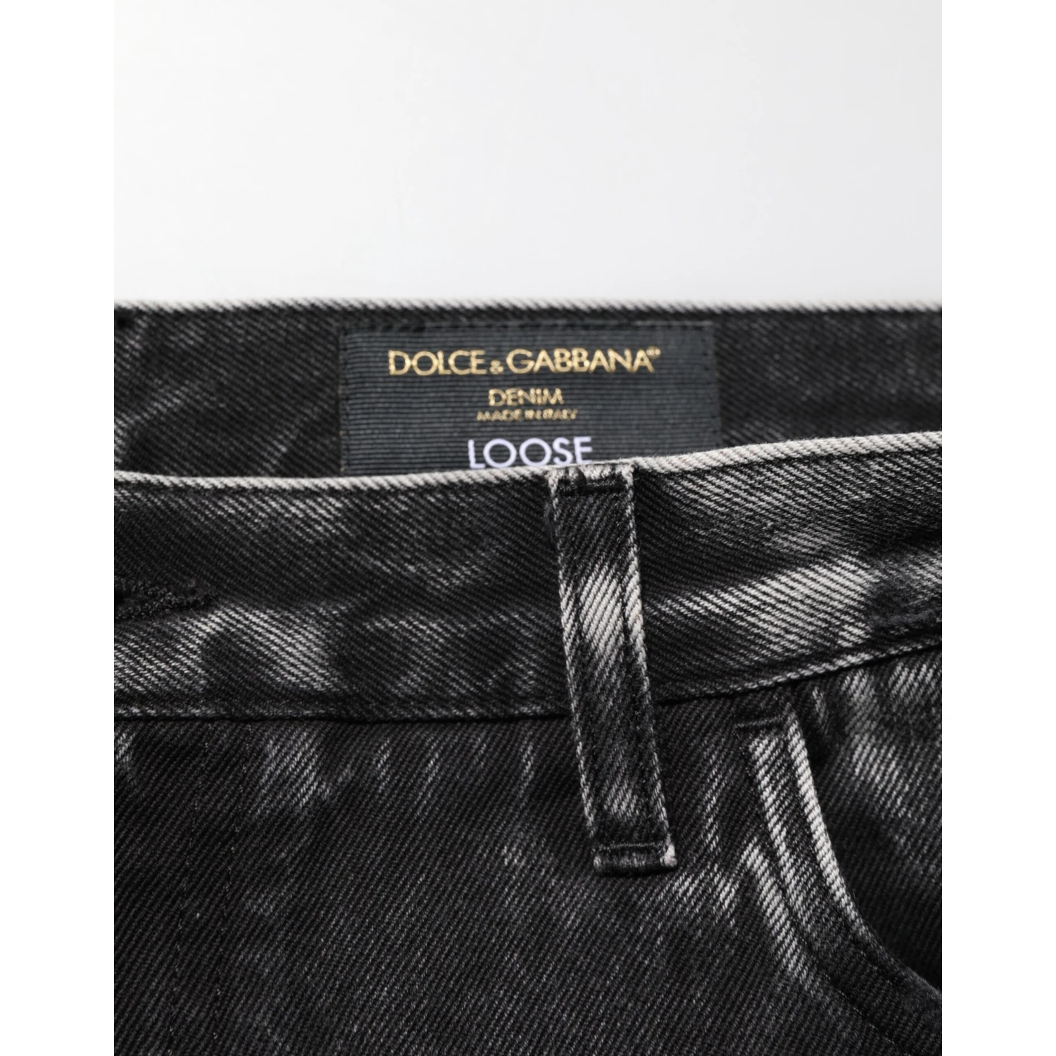 Black Washed Ripped Loose Cotton Denim Jeans
