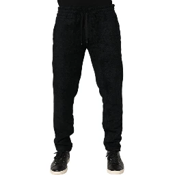Black Cotton Logo Men Jogger Sweatpants Pants