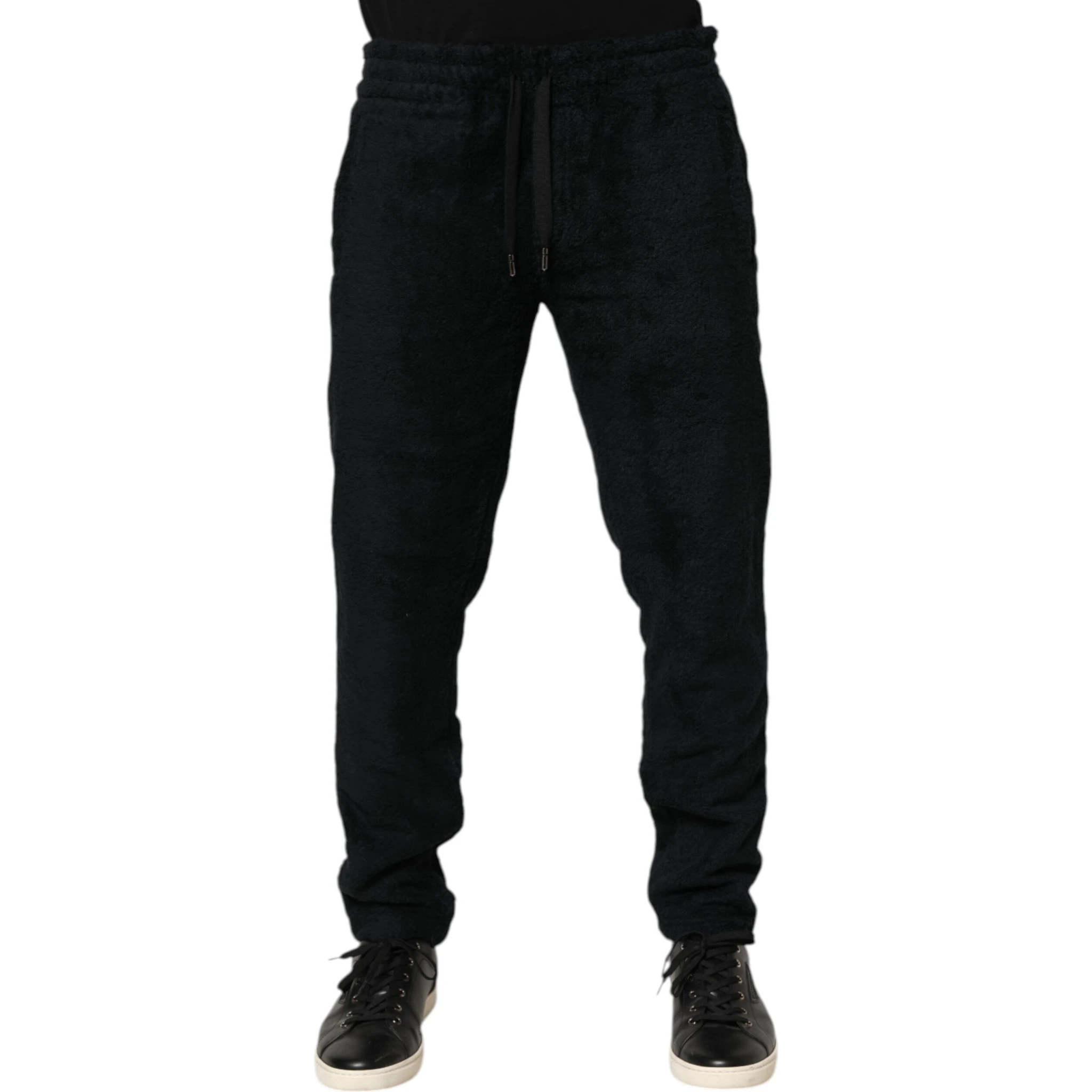 Black Cotton Logo Men Jogger Sweatpants Pants