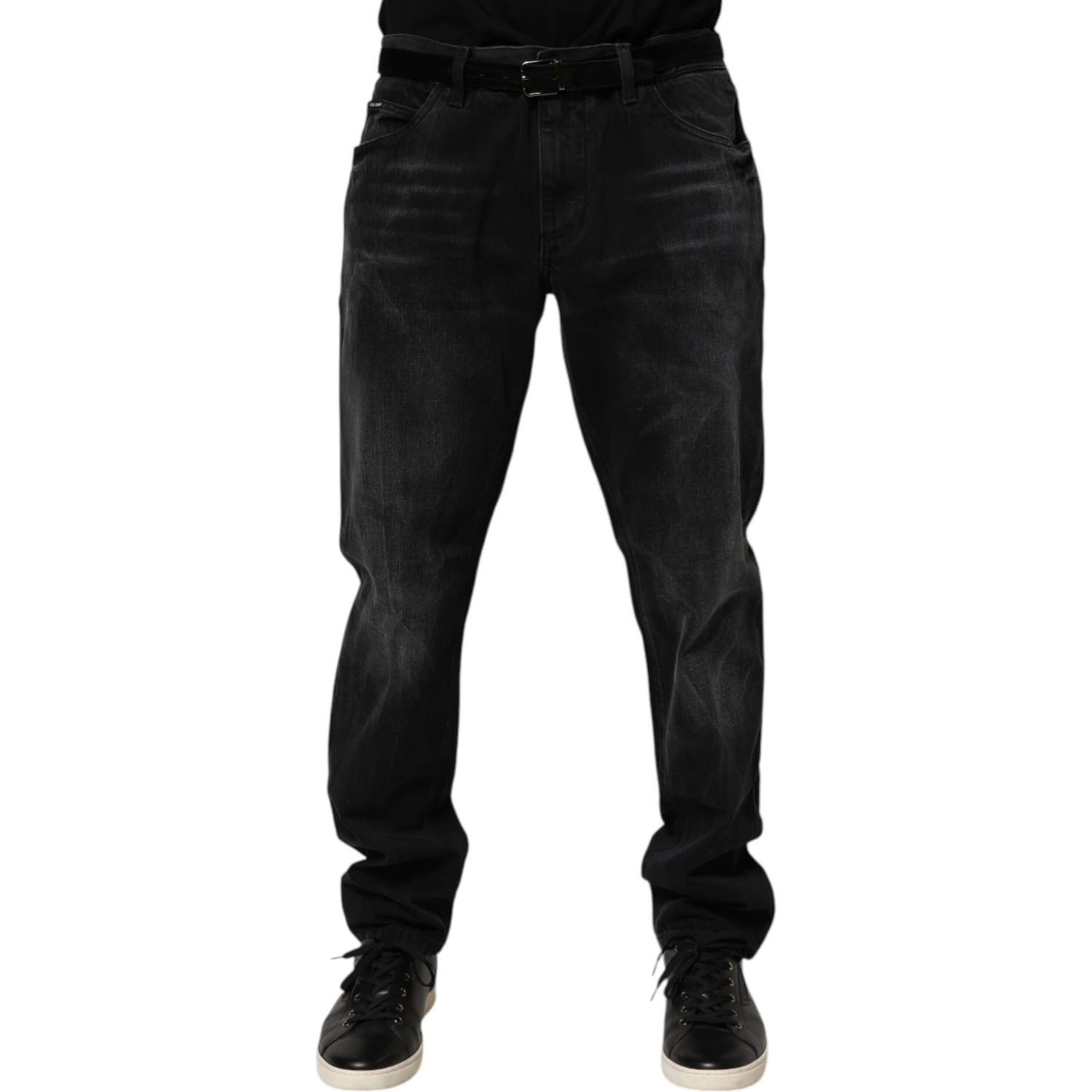 Black Washed Cotton Skinny Men Denim Jeans