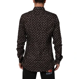 BrownFloral Collared GOLD Formal Dress Shirt