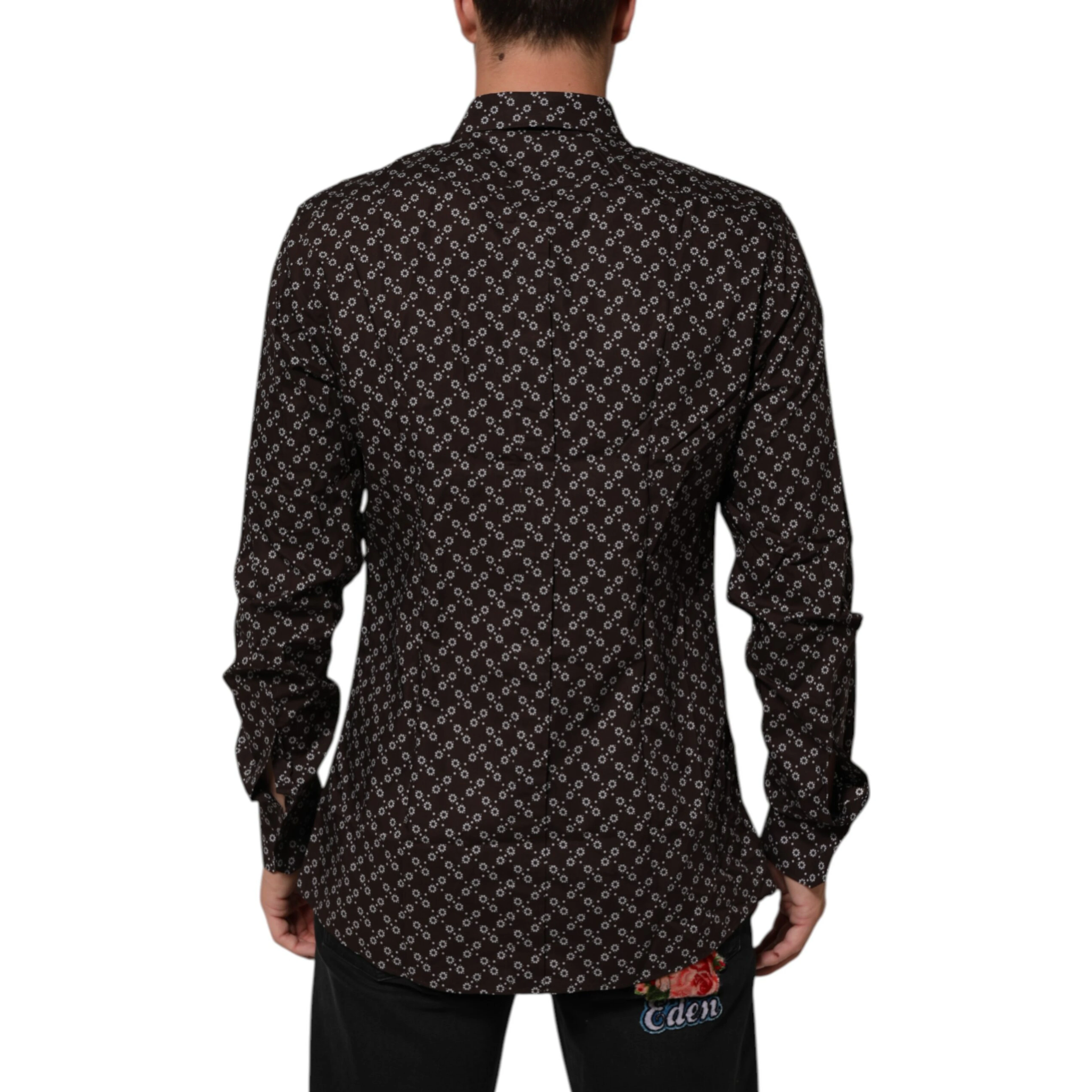 BrownFloral Collared GOLD Formal Dress Shirt