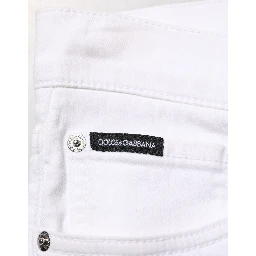 White Ripped Cotton Skinny Men Denim Jeans