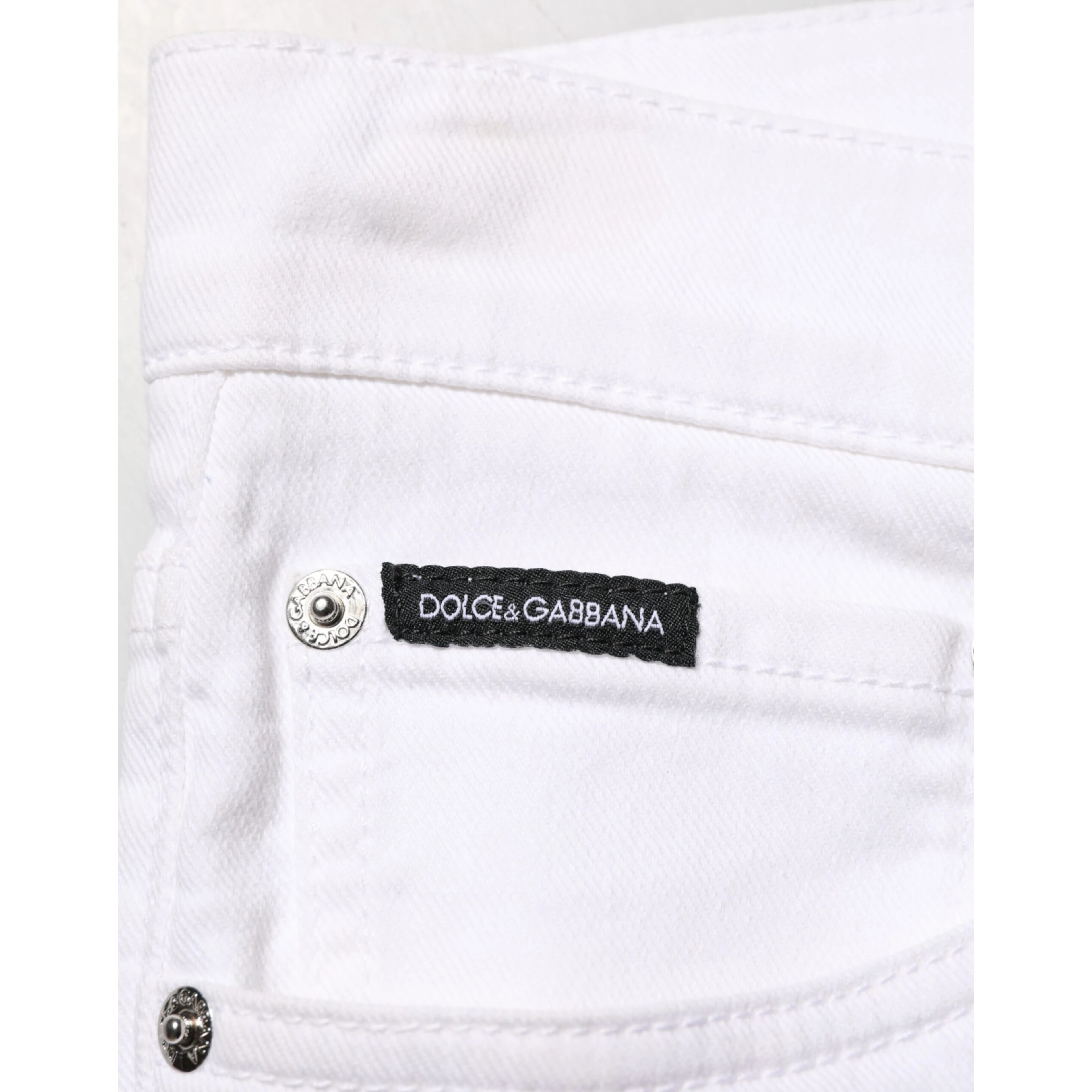 White Ripped Cotton Skinny Men Denim Jeans