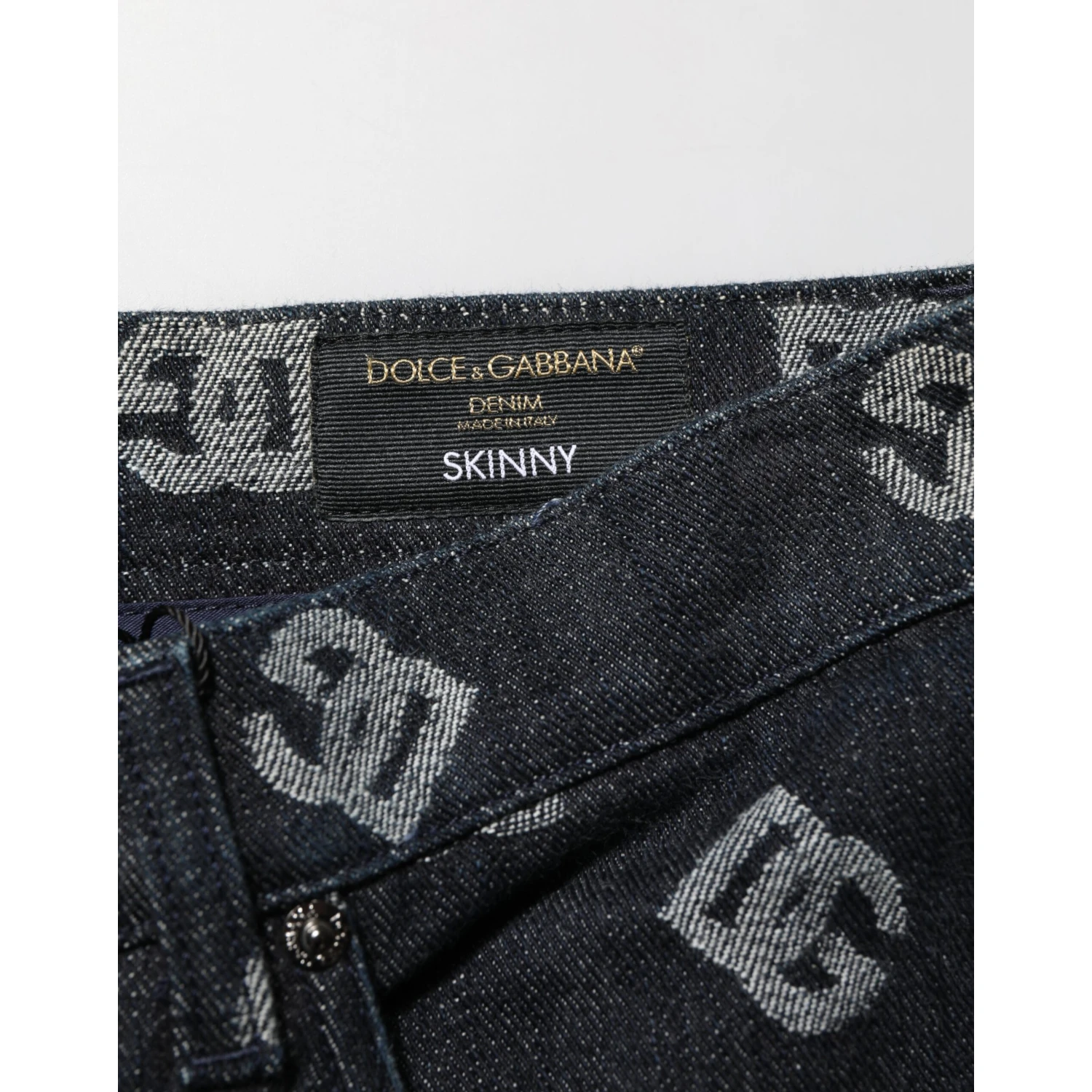 Black DG Monogram Cotton Skinny Denim Jeans