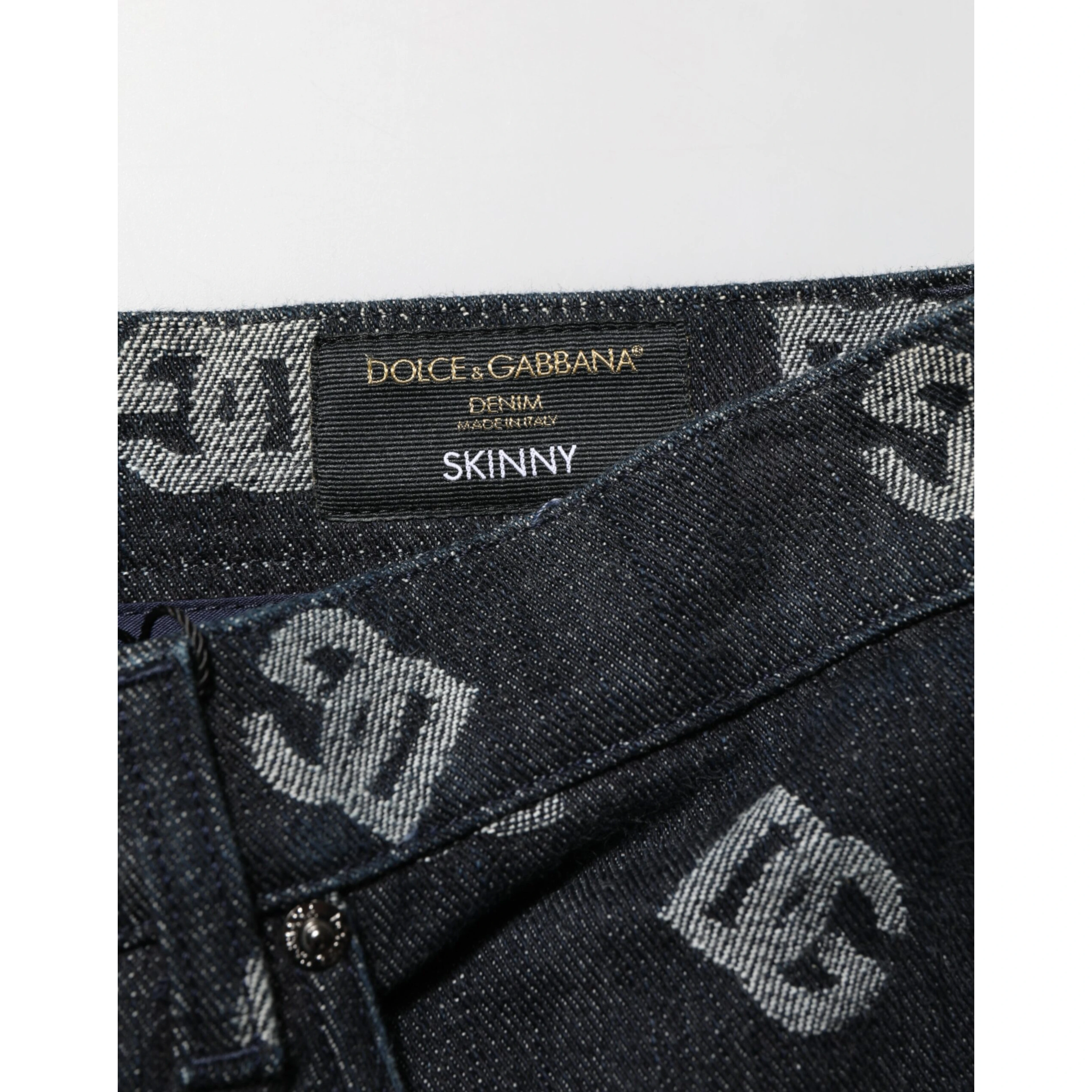 Black DG Monogram Cotton Skinny Denim Jeans