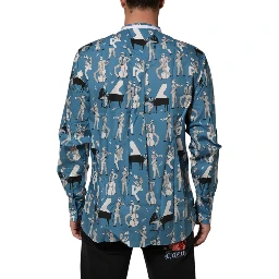 Blue Jazz Printed Cotton Button Front Shirt
