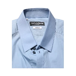 Blue Cotton Collared GOLD Formal Dress Shirt