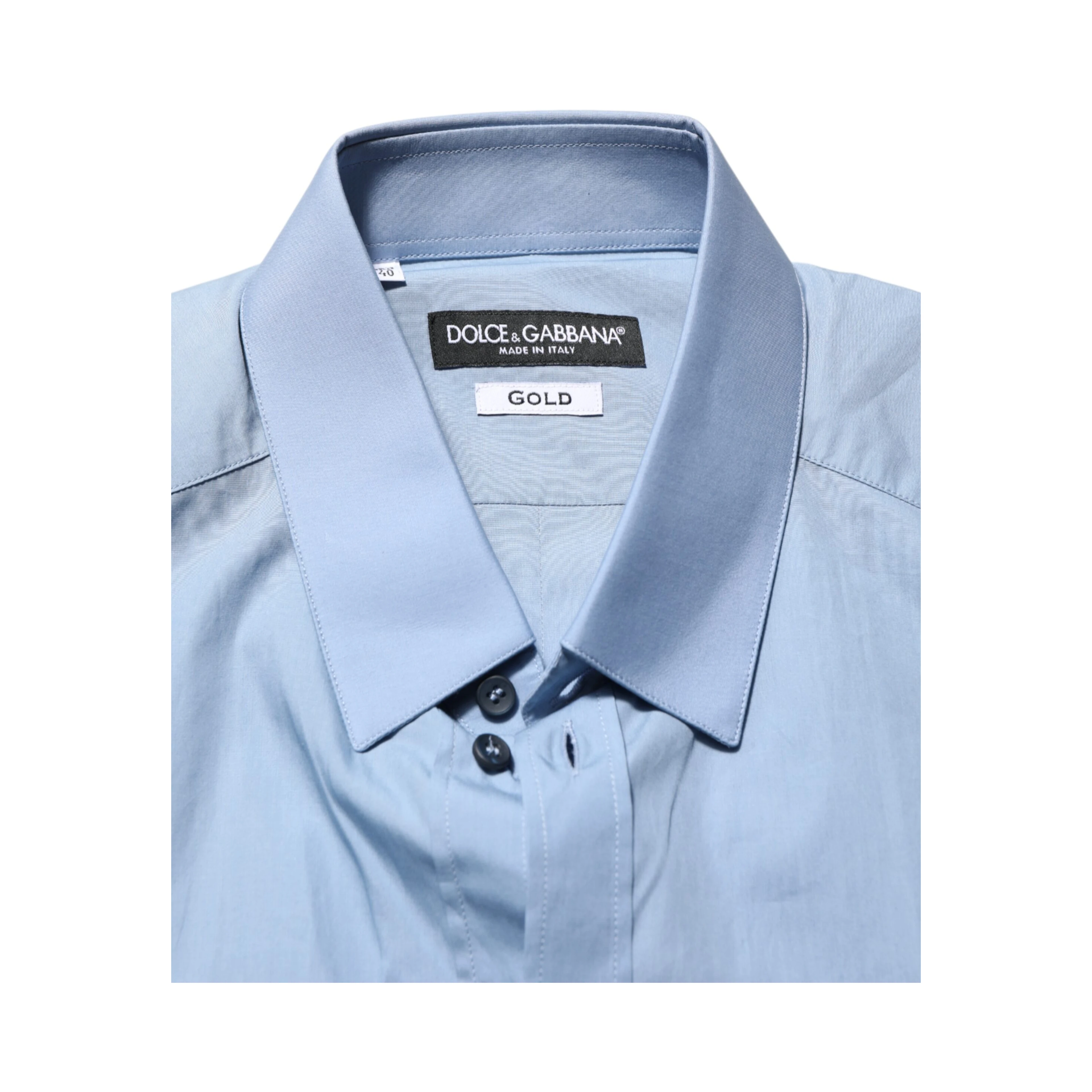 Blue Cotton Collared GOLD Formal Dress Shirt