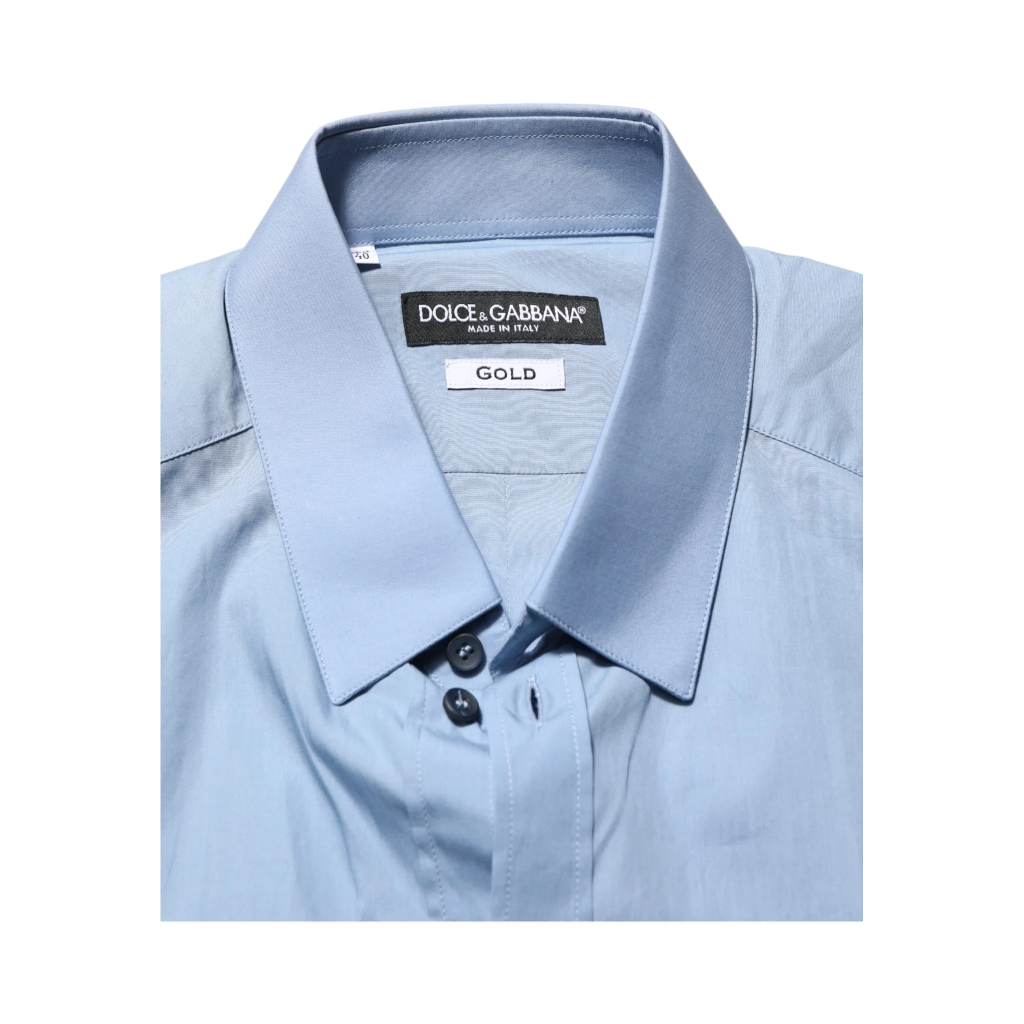 Blue Cotton Collared GOLD Formal Dress  Shirt