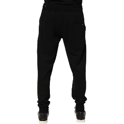 Black Cotton DG Logo Men Jogger Pants