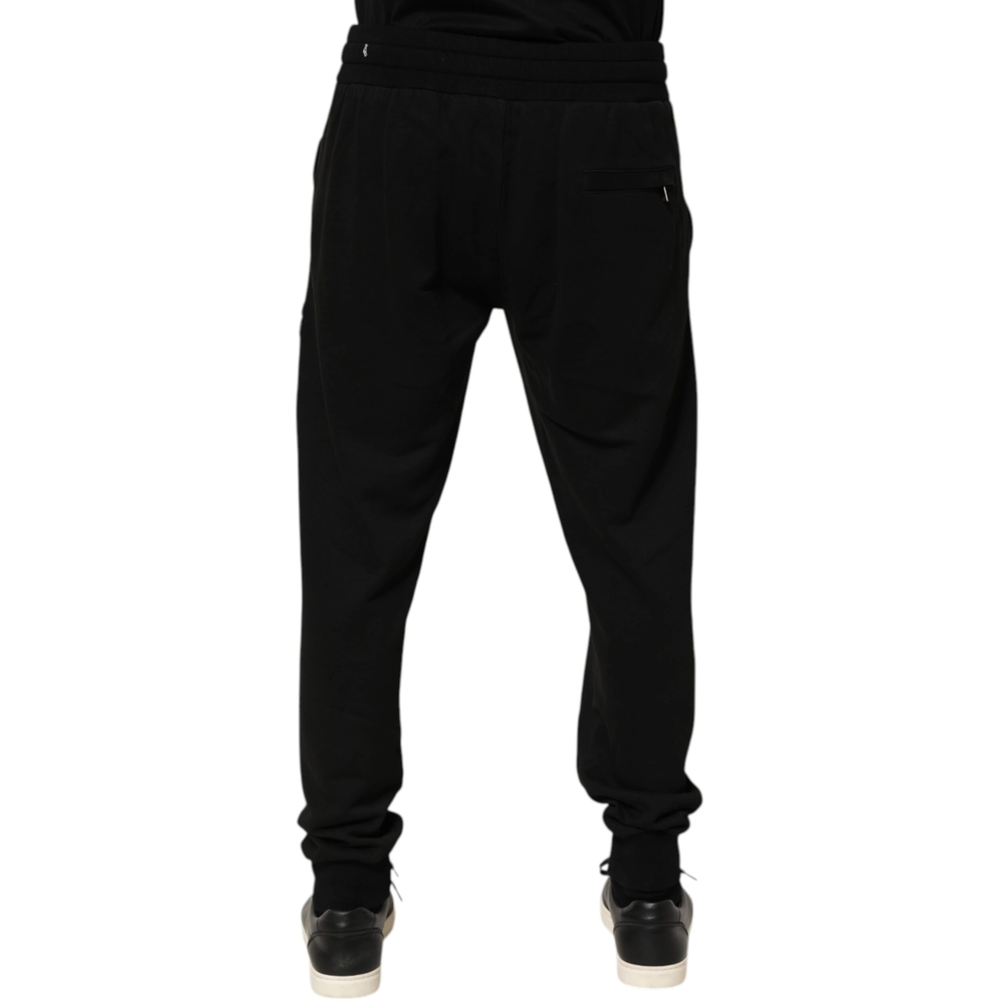 Black Cotton DG Logo Men Jogger Pants