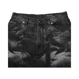 Black Marbled Effect Straight Men Denim Jeans