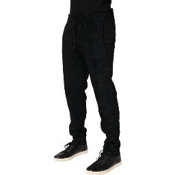 Black Cotton Logo Men Jogger Sweatpants Pants