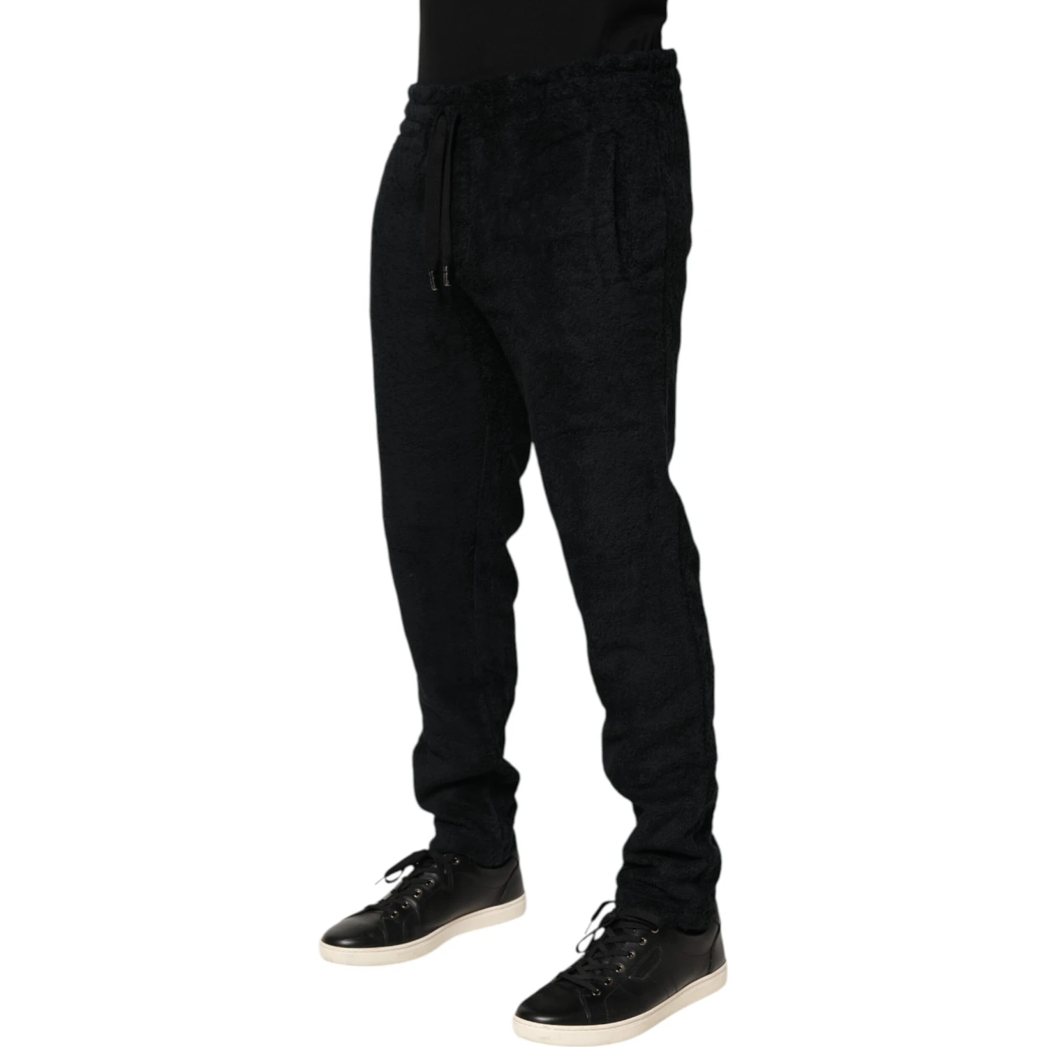 Black Cotton Logo Men Jogger Sweatpants Pants