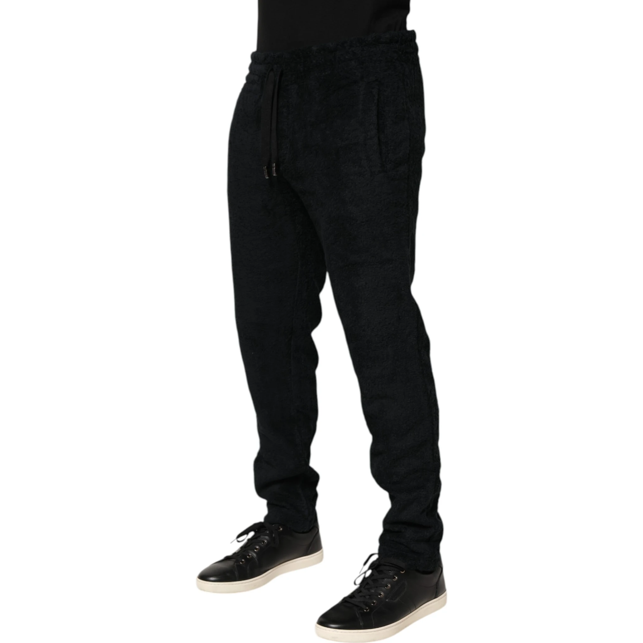 Black Cotton Logo Men Jogger Sweatpants Pants