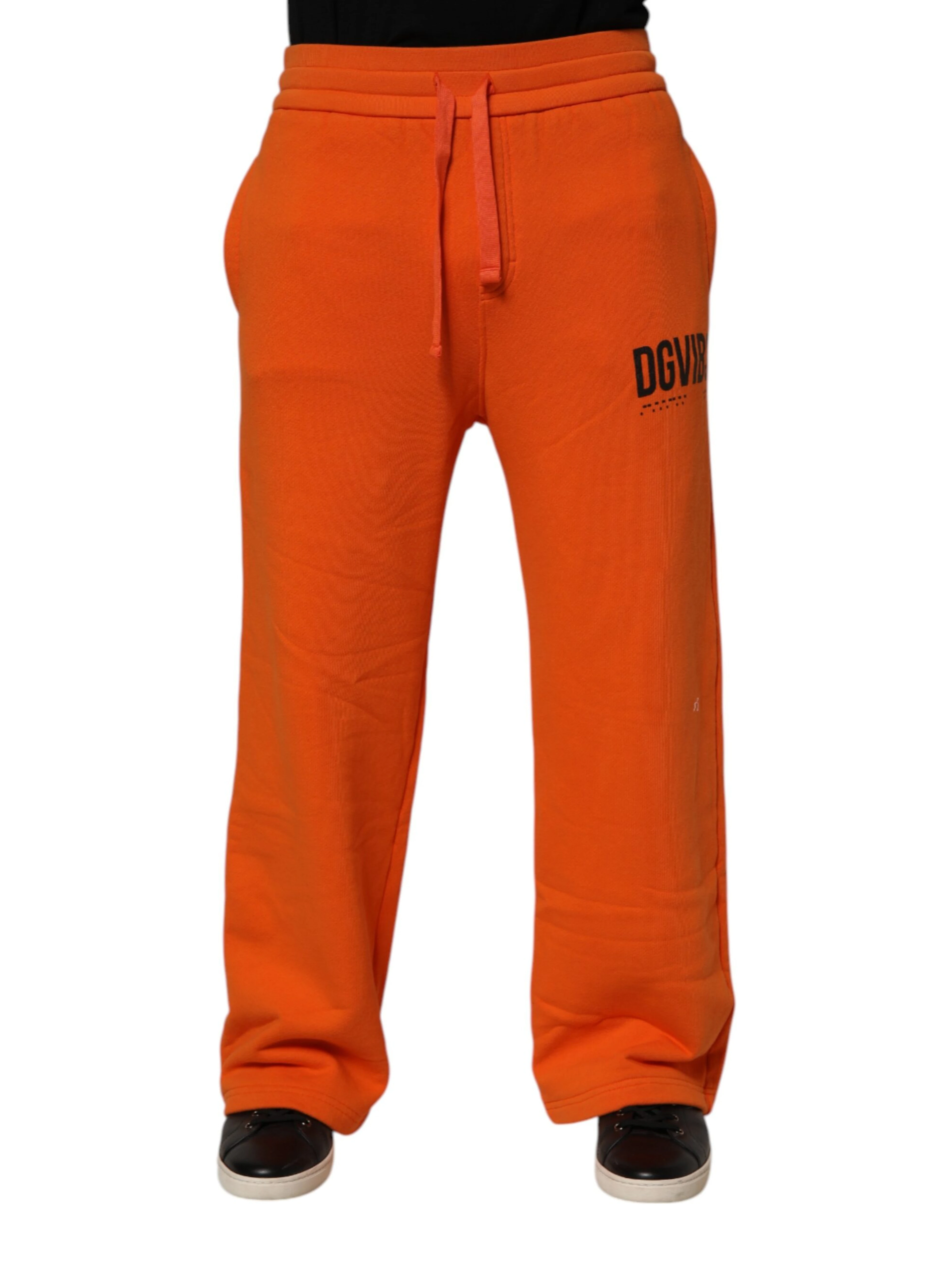 Orange Cotton DG VIB3 Logo Drawstring Sweatpants Pants