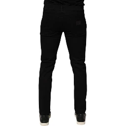 Black Cotton Blend Skinny Men Trouser Pants