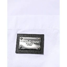 White Logo Plaque Collared Formal Dress  Shirt