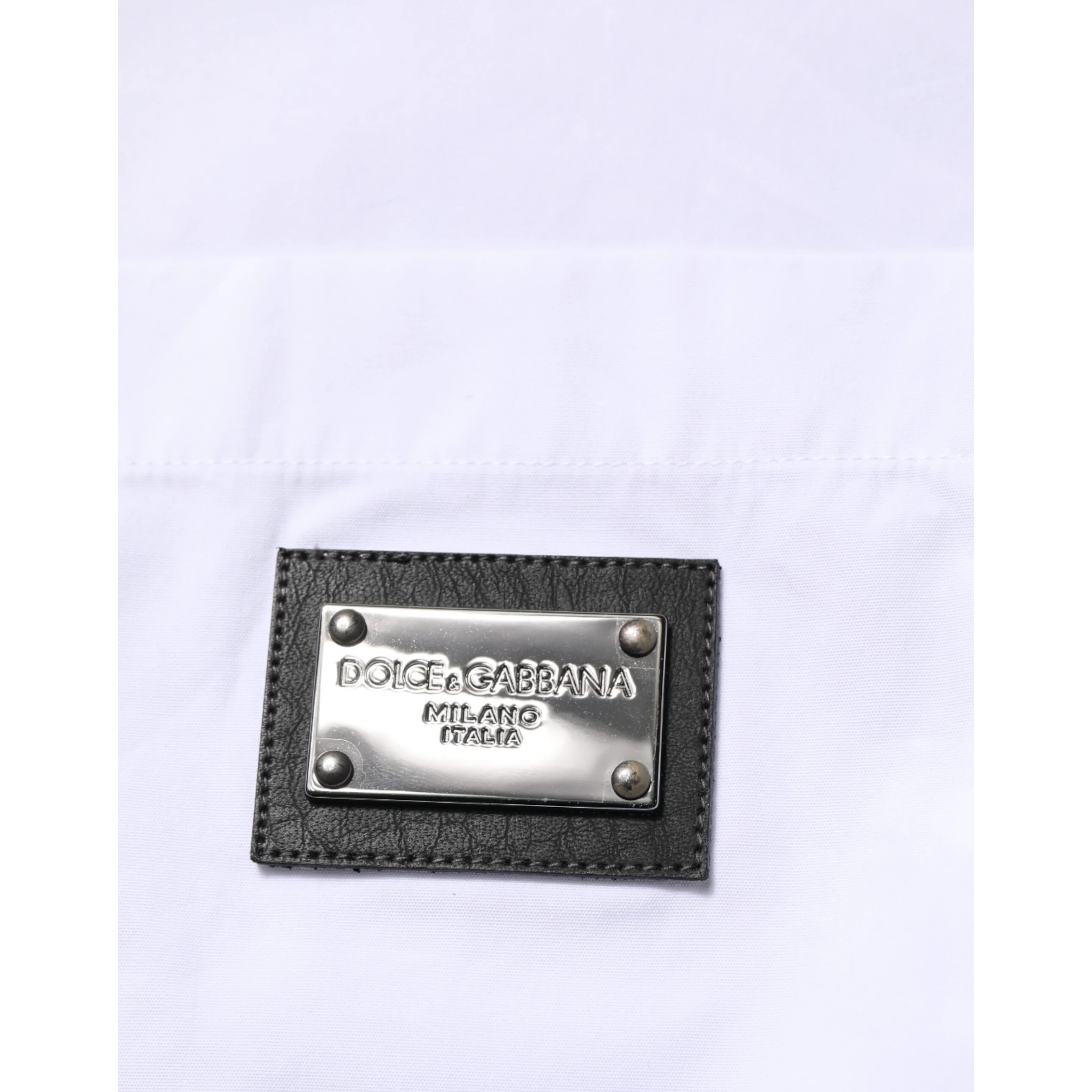 White Logo Plaque Collared Formal Dress  Shirt