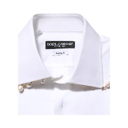 White Cotton DG Logo Pearl GOLD Formal Shirt