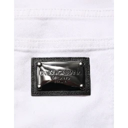 White Ripped Cotton Skinny Men Denim Jeans