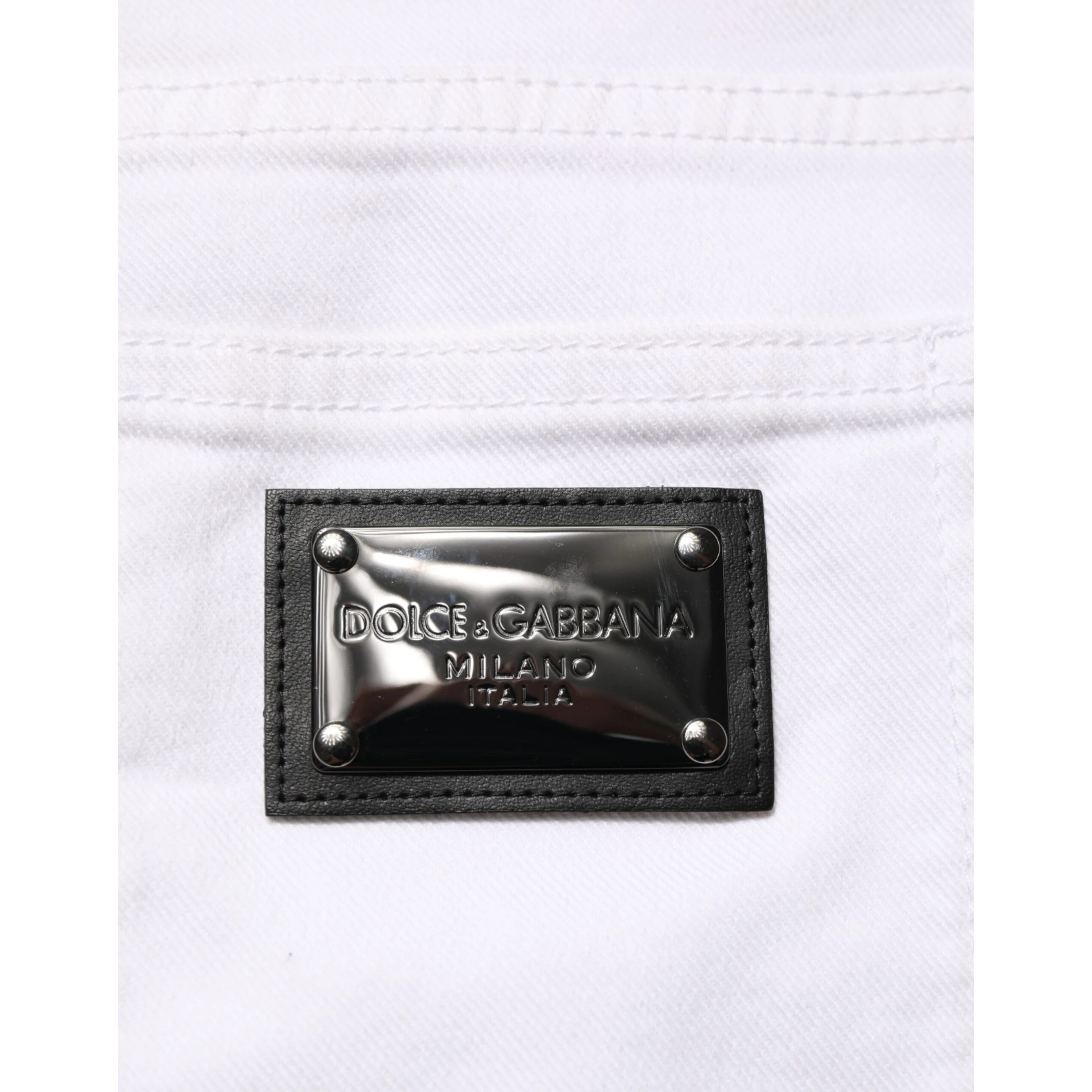 White Ripped Cotton Skinny Men Denim Jeans