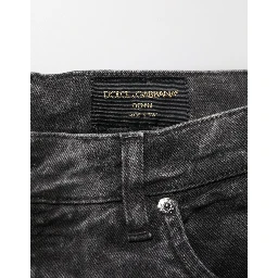 Black Cotton Mid Waist Denim Men Bermuda Short