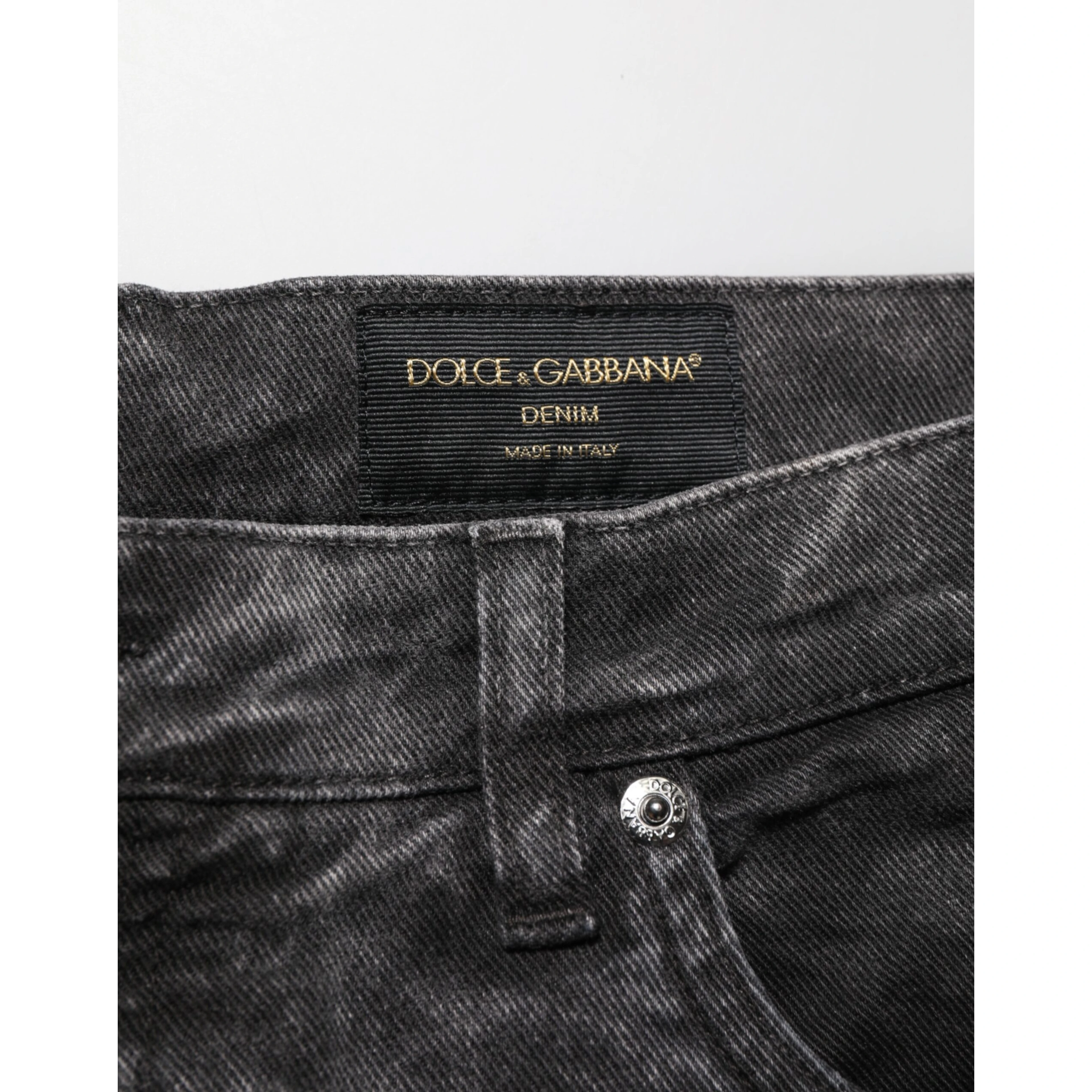 Black Cotton Mid Waist Denim Men Bermuda Short
